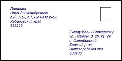 Как выглядит бланк конверта для отправки почтовых отправлений в России