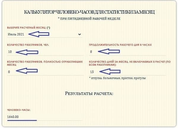 Как рассчитать человеко-часы в онлайн калькуляторе?